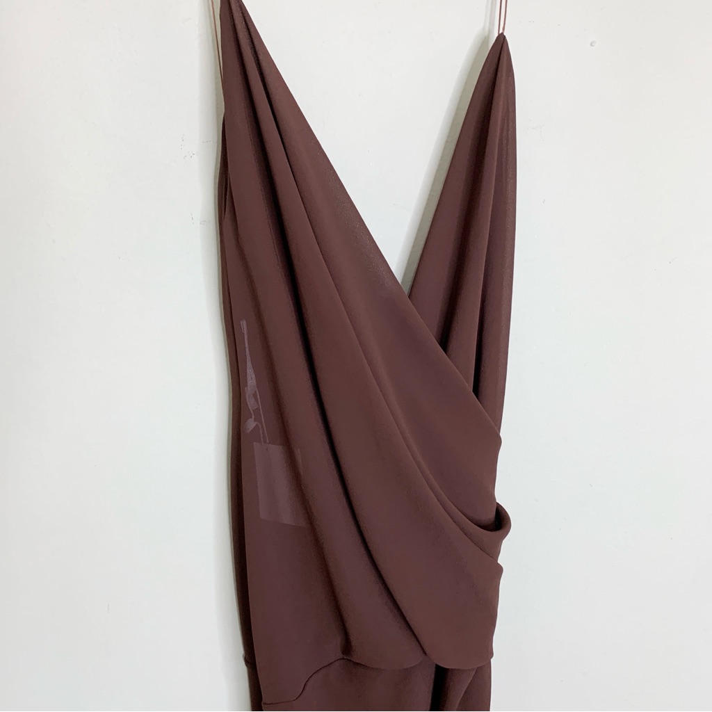 New Natalie Rolt Magnolia Gown (Sz 1) Draped Maxi Slip Dress Espresso Brown — image 6 of 8
